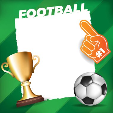 Alan arka plan beyaz bir çerçeve ile futbol topu