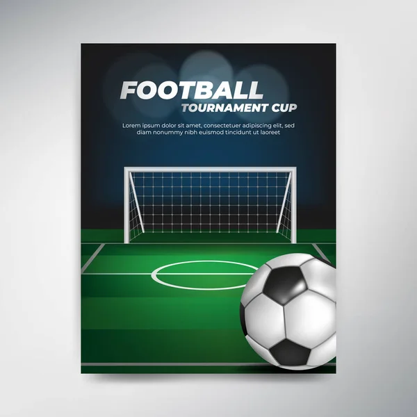緑の背景にボール フィールド サッカー トーナメント カップ ポスター — ストックベクタ