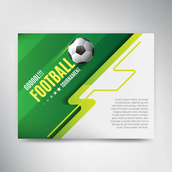 Soccer League Cup Poster Green Background Ball — Stock Vector