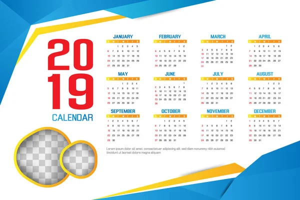 2019 ビジネス カレンダー デザイン コンセプト — ストックベクタ