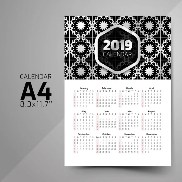 黑白图案日历设计 — 图库矢量图片