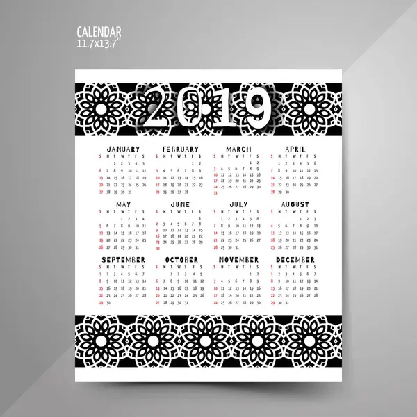 Diseños Calendario Patrón Blanco Negro — Vector de stock
