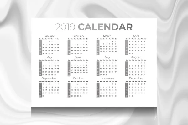 大理石のテクスチャと 2019年カレンダー — ストックベクタ