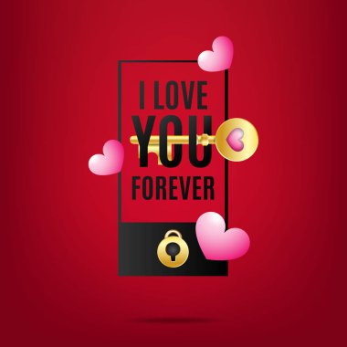 Kalp ve anahtar ile Sevgililer arka plan