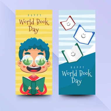 Düz stil dünya kitap günü afişleri