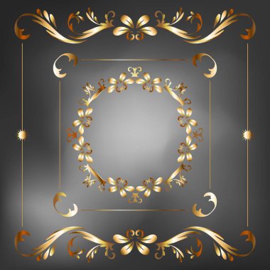 Etiket süsleme vektör illustratio toplama seti