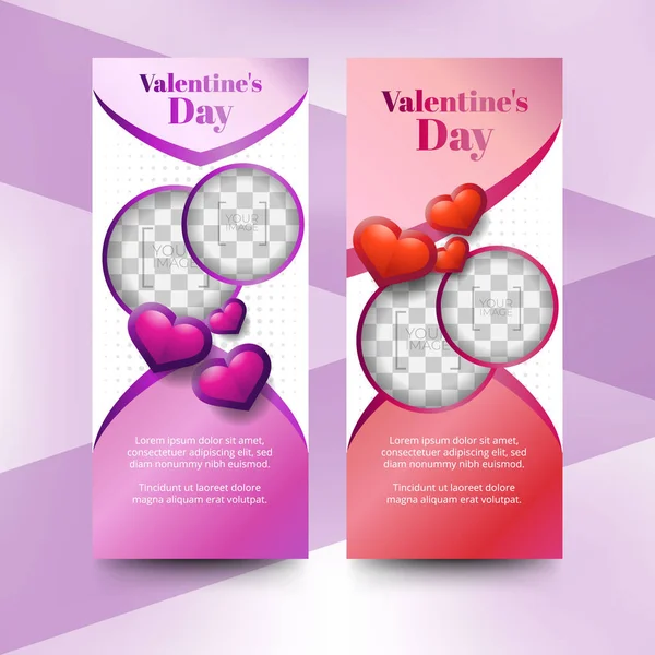 Aftelkalender Voor Valentijnsdag Banner Collectie — Stockvector