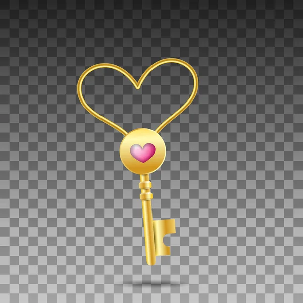 Gyllene hjärtformad nyckel — Stock vektor