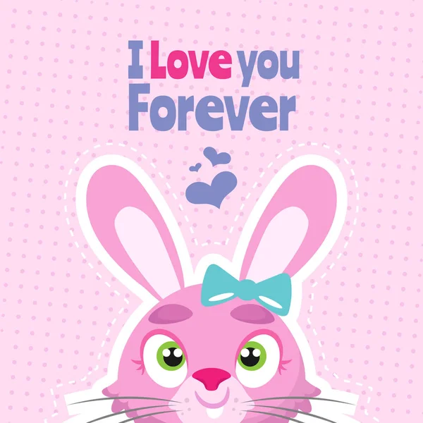 Valentine's day rabbit in love background — Stock Vector