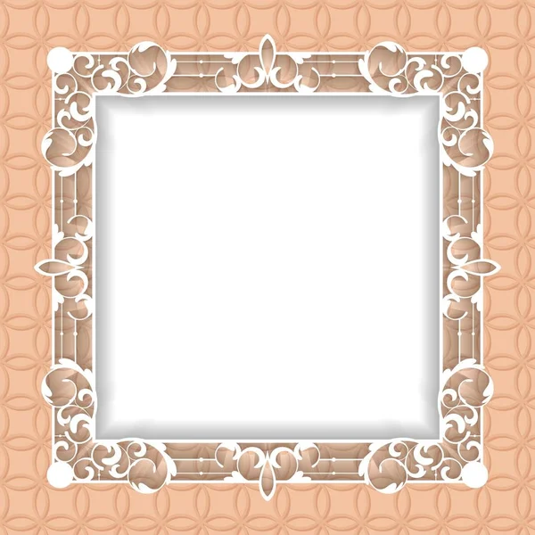 Filigree frame paper cut out. baroque vintage desig — Stock Vector