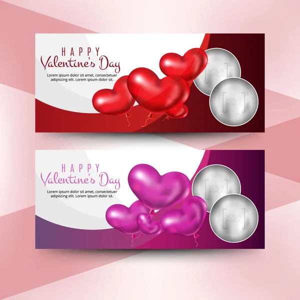 Aftelkalender Voor Valentijnsdag Banner Collectie — Stockvector