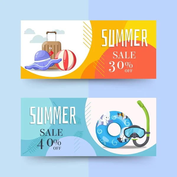 Set of summer sale banners — Stock Vector