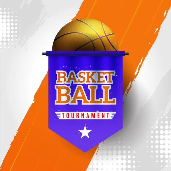 Basketbal Toernooi Met Oranje Witte Achtergrond — Stockvector
