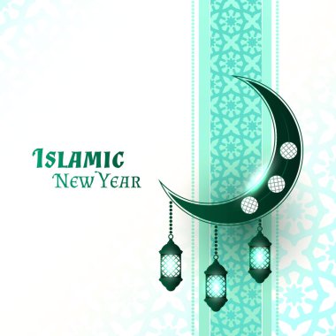 Ay ışığı sarkan güzel İslami yeni yıl arkaplanı