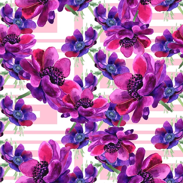 美しい紫の花。花のフルネームは、アネモネです。シームレスな背景. — ストック写真