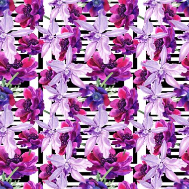 Dikişsiz desen, çiçekler bir suluboya ile yapılır. Anemon çiçeği çiçek tam adıdır.