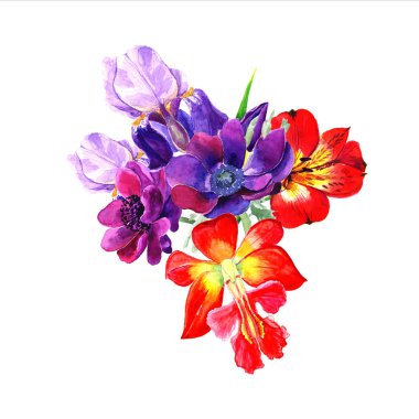 Çiçekler suluboya resim. El ile kompozisyon. Anneler günü, düğün, doğum günü, Paskalya, Sevgililer günü. Bahar. Yaz.