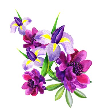 Beyaz arka plan üzerinde şenlikli çiçek kompozisyon. Havai görünümü. tebrik kartı, çiçek dekorasyon buketi