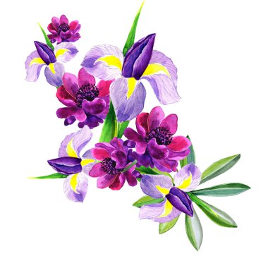 Beyaz arka plan üzerinde şenlikli çiçek kompozisyon. Havai görünümü. tebrik kartı, çiçek dekorasyon buketi