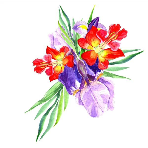 Декоративные акварельные цветы. цветочная иллюстрация. Ботаническая композиция для свадебной или поздравительной открытки. ветвь цветов, романтическая . — стоковое фото