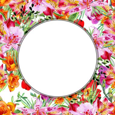 Yaz Vintage tebrik kartı çerçeve çiçek çiçek metin için yer ile beyaz bir arka plan üzerinde. Resimde beyaz suluboya tarzında.