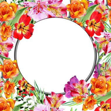 Yaz Vintage tebrik kartı çerçeve çiçek çiçek metin için yer ile beyaz bir arka plan üzerinde. Resimde beyaz suluboya tarzında.