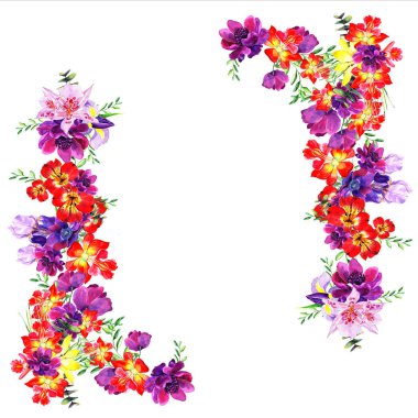 Suluboya düğün davetiyesi, Tasarım çiçek, çiçek öğeleri metin, suluboya arka plan için arka plan ile. Çerçeve. Resimde beyaz suluboya tarzında.