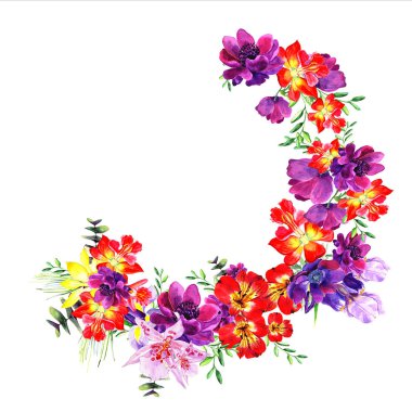 Suluboya düğün davetiyesi, Tasarım çiçek, çiçek öğeleri metin, suluboya arka plan için arka plan ile. Çerçeve. Resimde beyaz suluboya tarzında.