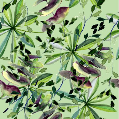 Seamless modeli. Yeşil yaprakları, doğal resimde çizilmiş ile suluboya, desen