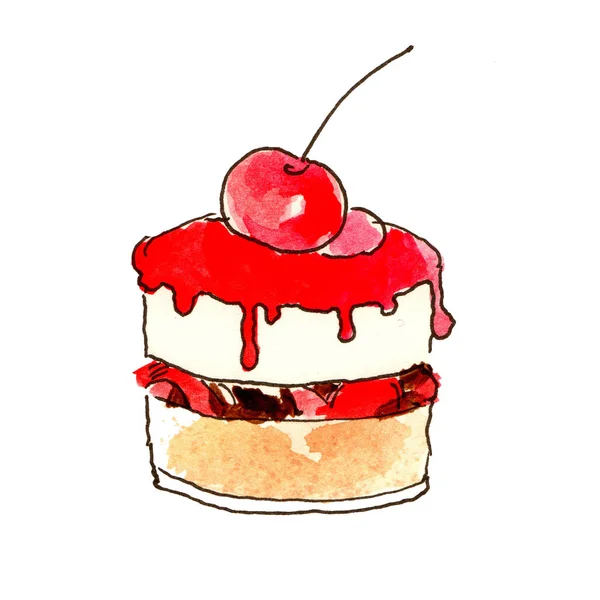 Pastel, postre, chocolate y pasteles, postre con frutas. El objeto está aislado en un fondo blanco — Foto de Stock