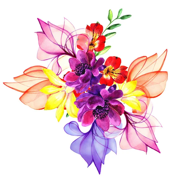 Güzel narin buket. Suluboya çizimler. Sulu boya çizim moda suluboya. Renk. İllüstrasyon
