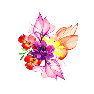 Güzel narin buket. Suluboya çizimler. Sulu boya çizim moda suluboya. Renk. İllüstrasyon