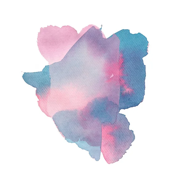 Aquarela, manchas, manchas, salpicos. Conjunto de aquarela. Cor fria, azul, rosa. Ilustrações — Fotografia de Stock