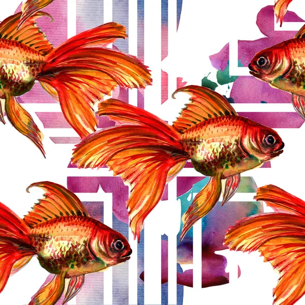 Varrat nélküli mintát tengeri hal. Tengeri háttér. Hal akvarell. — Stock Fotó