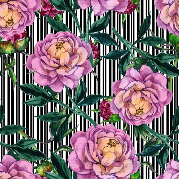 Watercolor. Seamless wallpaper. Flower peony. Flower pattern. The foundation