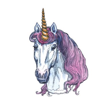 Beyaz arka planda izole Unicorn. Masal karakteri.