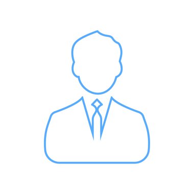 İş adamı doğrusal simge mavi-vector. İş adamı avatar profil resim çizgi sanat simgesi