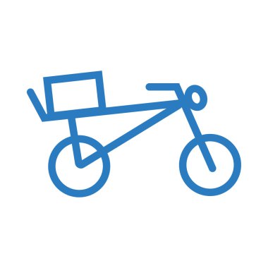 Gövde-teslimat hizmeti doğrusal simge-mavi bir kutu ile bisiklet