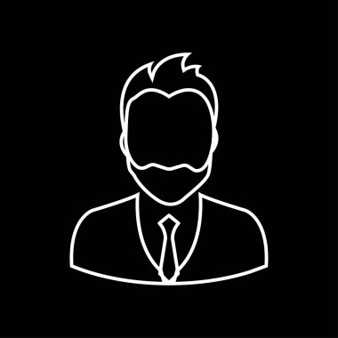 İş adamı doğrusal simge beyaz-vector. İş adamı avatar profil resim çizgi sanat simgesi