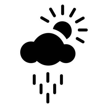 Güneş-yağmur bulutu simge glif-vektör siyah