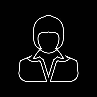 İş kadınları çizgi sanat simgesi beyaz-vector. İş kız Avatar profil resim çizgi sanat simgesi