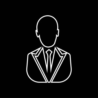 İş adamı doğrusal simge beyaz-vector. İş adamı avatar profil resim çizgi sanat simgesi