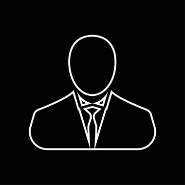 İş adamı doğrusal simge beyaz-vector. İş adamı avatar profil resim çizgi sanat simgesi