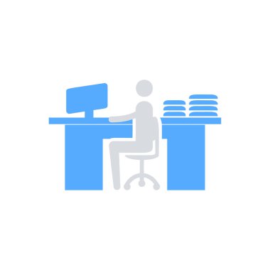 ofiste çalışan yönetici basit simgesi, vektör çizimi