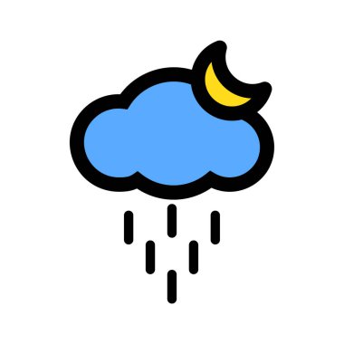 Ay-yağmur bulut simgesi doğrusal dolgu-vector