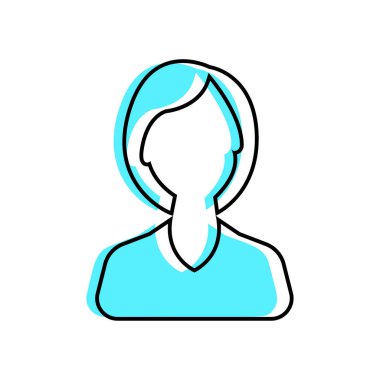 İş kadınları doğrusal dolgu simgesi-vector. İş kız Avatar profil resim çizgi sanat renkli simge