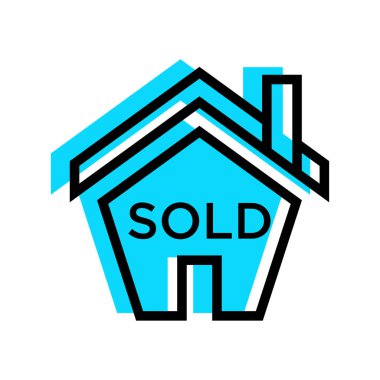 Ev satılan işareti simge vektör açık mavi-doğrusal dolgu ev Sold işareti