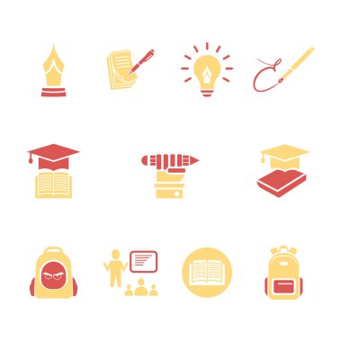 şık eğitim simgeleri kümesi, vektör illüstrasyon