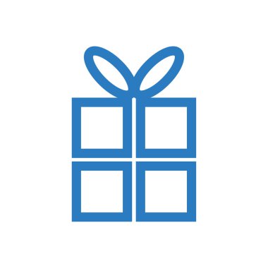 Teslim kutusu-hediye kutusu çizgi sanat vektör simgesi-mavi