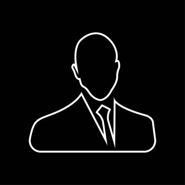 İş adamı doğrusal simge beyaz-vector. İş adamı avatar profil resim çizgi sanat simgesi